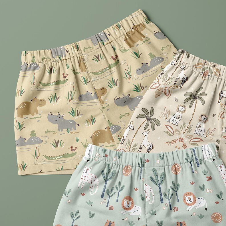 Cotton Poplin bathing fun for jungle animals – pastel green,  image number 5