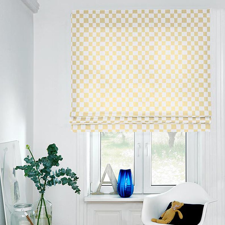 Cotton Cretonne Abstract Plaid – white/vanilla yellow, image number 7