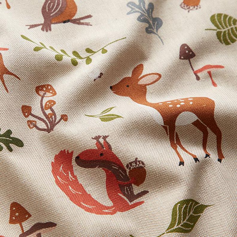 Decor Fabric Half Panama woodland animals – natural,  image number 2