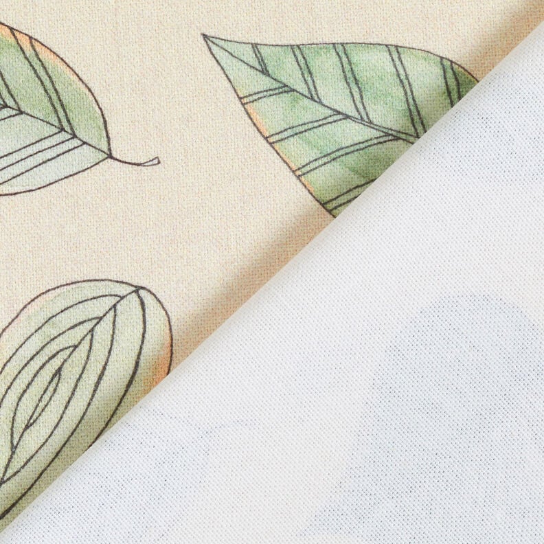 Decor Fabric Half Panama drawn leaves – light beige/reed, image number 4