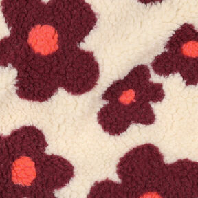 Teddy Fur Flowers | Poppy Fabrics – cashew/burgundy, 