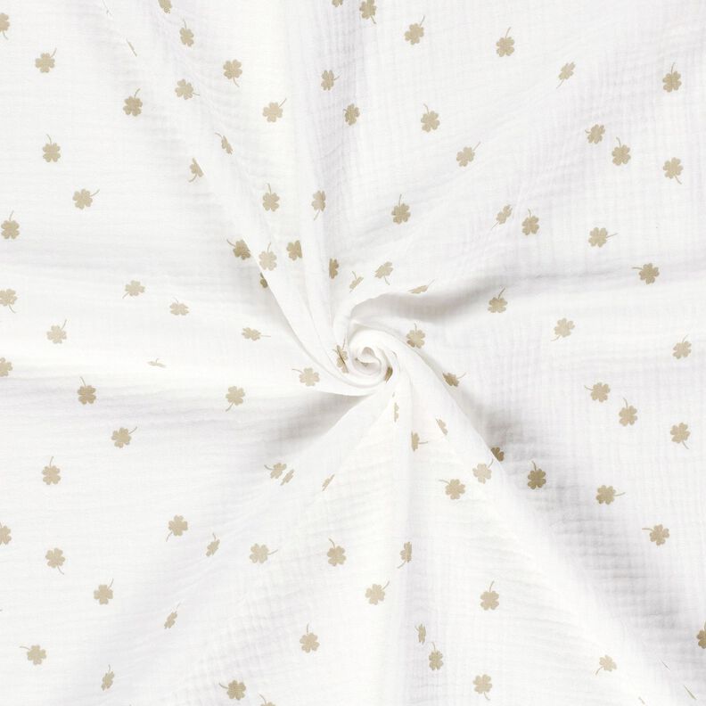 Double Gauze/Muslin Lucky clover – offwhite/pistachio,  image number 3