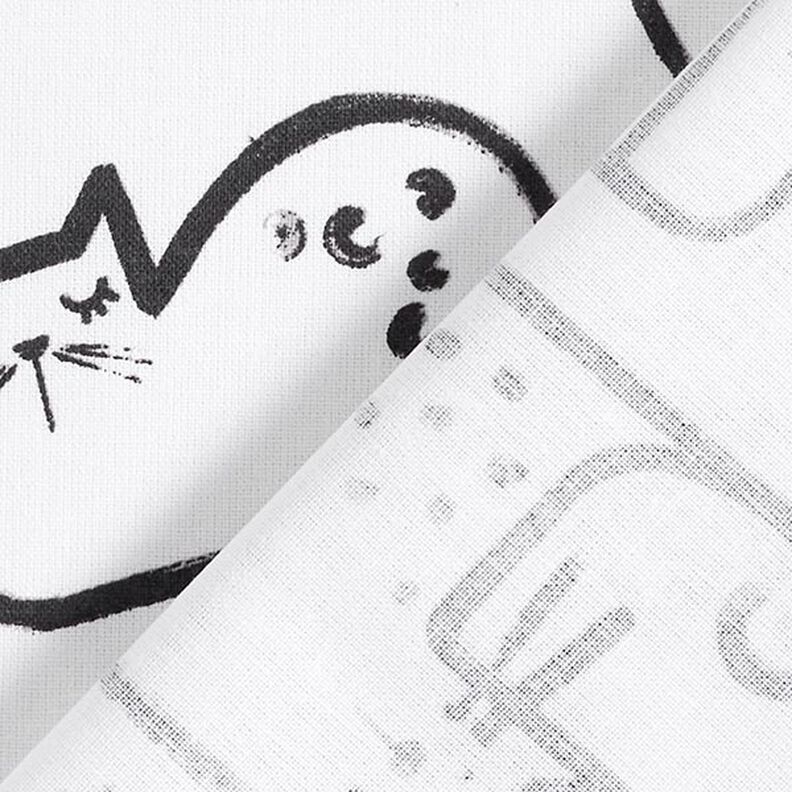 Cotton Cretonne cat sketches – black/ivory,  image number 4