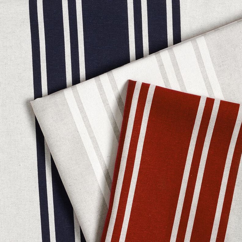 Decor Fabric Panama Block Stripes – carmine/misty grey, image number 5