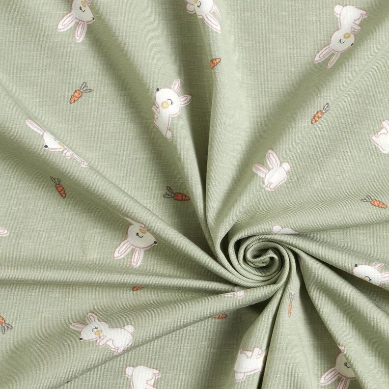 Bamboo Cotton Jersey Rabbit and carrot – greige, image number 3