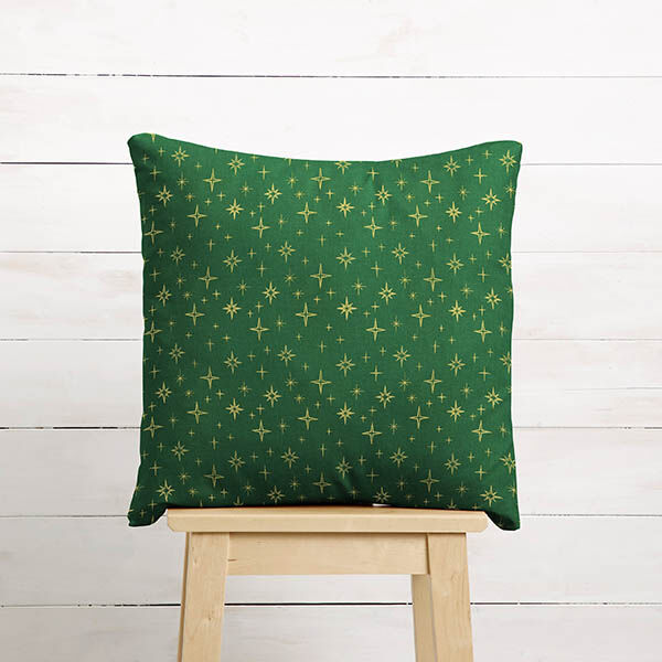 Cotton Poplin Sparkling Stars – green/gold, image number 8