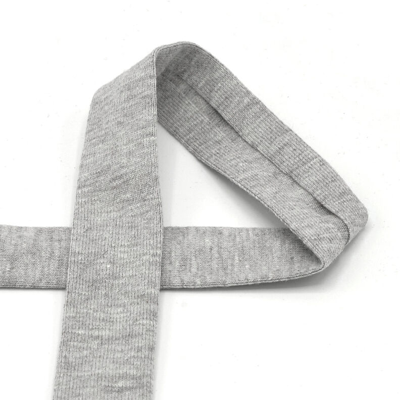Bias binding Cotton Jersey Mottled [20 mm] – light grey,  image number 1