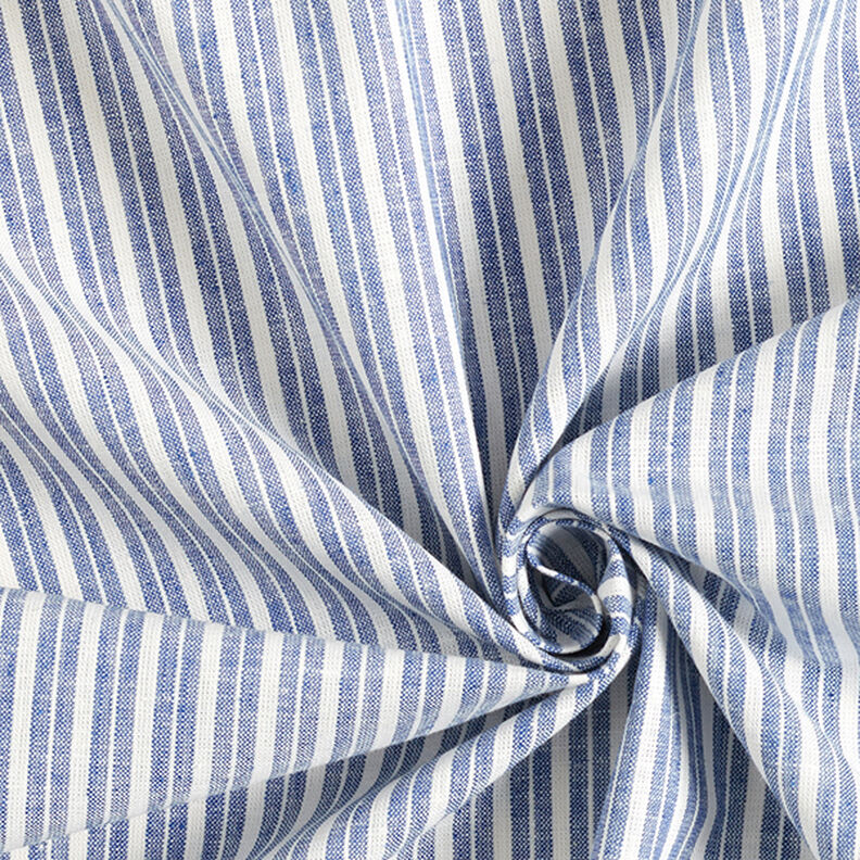 Linen Cotton Blend Wide Stripes – denim blue/offwhite,  image number 3