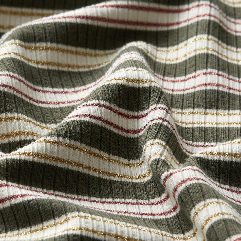 glitter stripes ribbed jersey – khaki,  image number 2