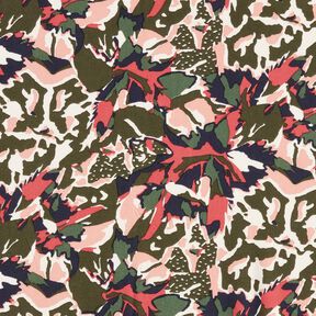 viscose fabric abstract sea of flowers – pale berry/dark pine, 