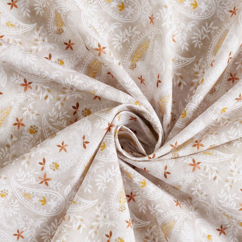 Cotton Poplin Paisley floral dream Digital Print – misty grey,  image number 3