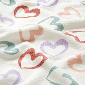 Cotton Jersey colourful hearts &ndash; white/mauve, 