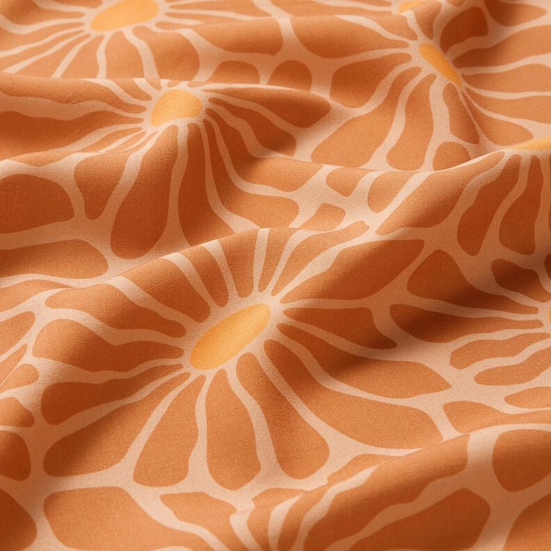Viscose Poplin Flowers &ndash; cinnamon/caramel,  image number 2