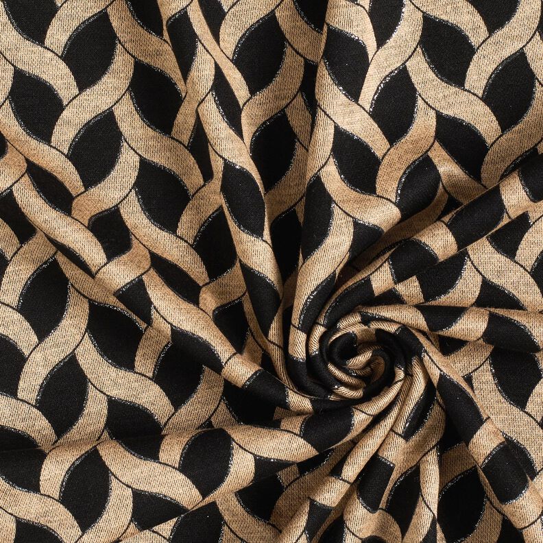 Viscose Jersey Glitter cable pattern &ndash; black/apricot,  image number 3