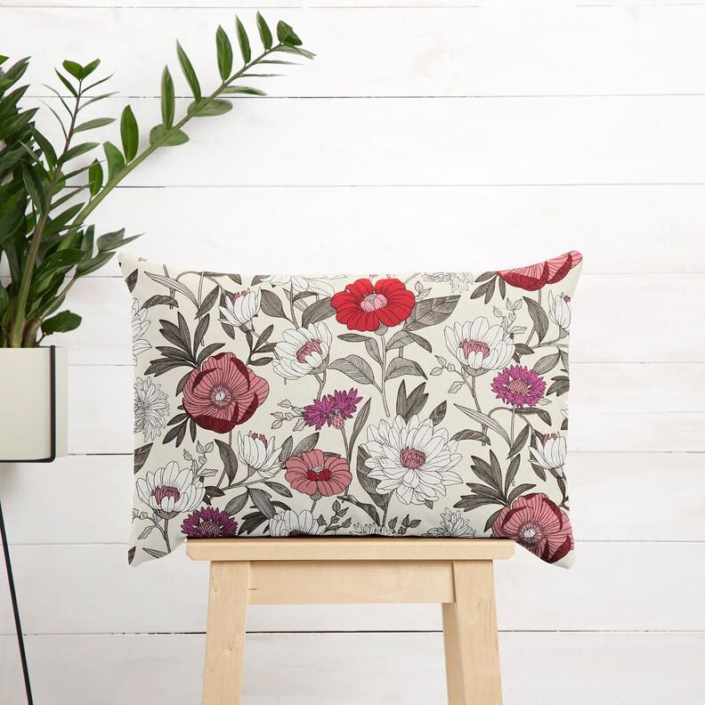 Cotton Cretonne colourful flowers – grape/natural,  image number 5