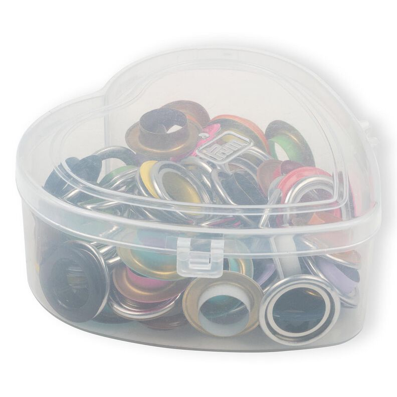 Eyelets with discs, in heart box [14 mm] | Prym – red,  image number 1