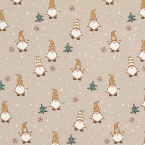 Cotton Jersey Gnomes in the snow – almond, 