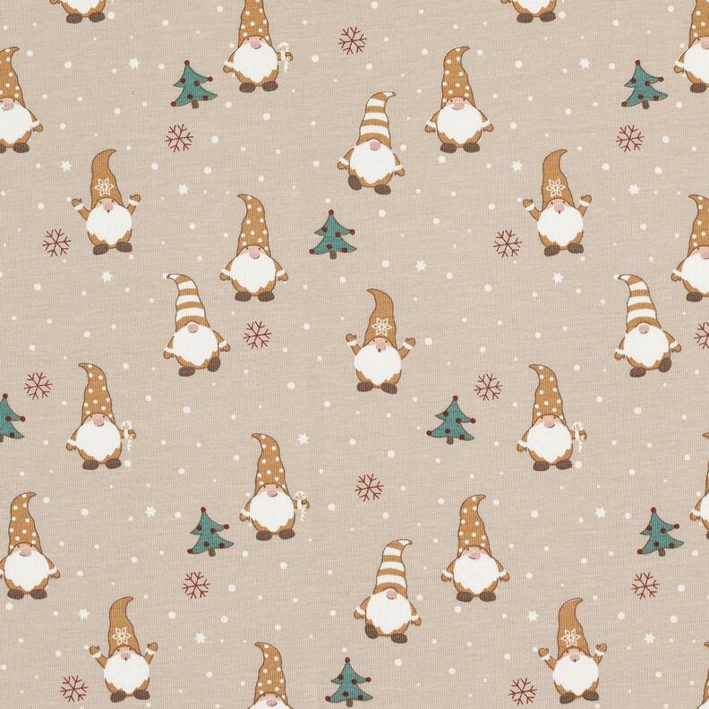 Cotton Jersey Gnomes in the snow – almond,  image number 1