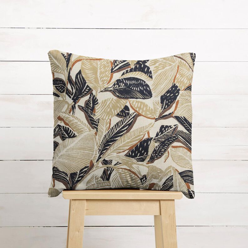 Decor Fabric Half Panama intertwined leaves – natural/light khaki,  image number 8