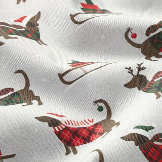 Decor Fabric Half Panama Christmas Wiener Dog – misty grey, 
