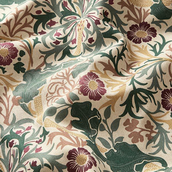 Decor Fabric Half Panama ornate flowers – natural,  image number 2
