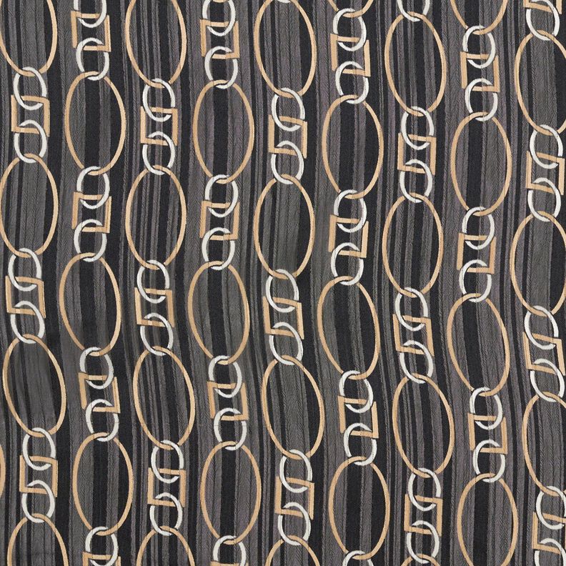 Glitter pinstripe chain links chiffon – black/white,  image number 1