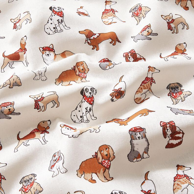 Cotton Cretonne Playful Dogs – medium brown/ivory,  image number 2