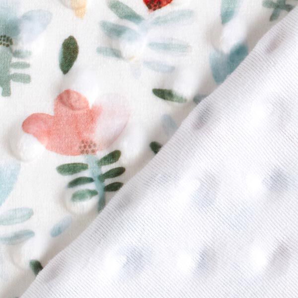 Cosy Fleece Embossed Dots and Flowers – white, image number 3