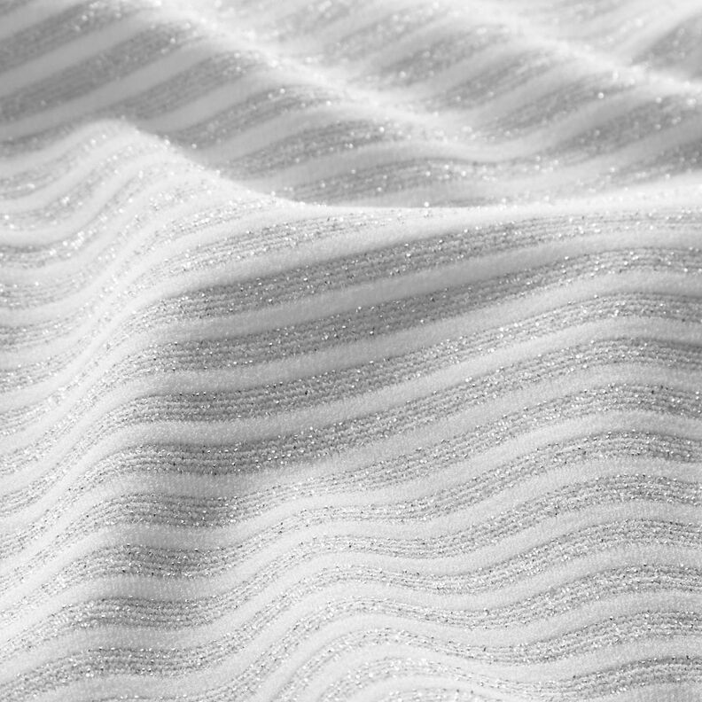 Jersey narrow glitter stripes – white/metallic silver, image number 3