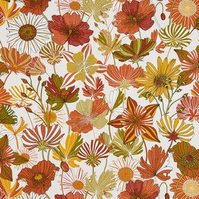 Decor Fabric Panama colourful flowers – cream/terracotta, 