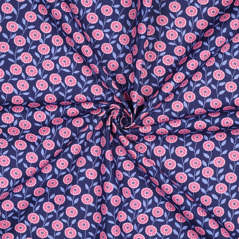 Cotton Poplin summer flowers| Poppy Fabrics – pink/indigo,  image number 3