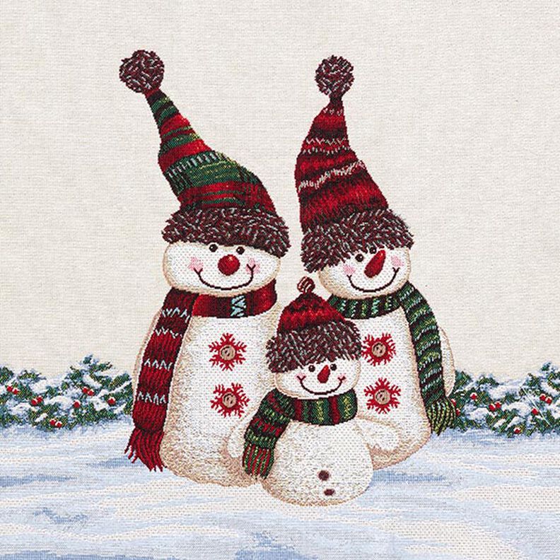 Panel Tapestry Fabric snowman trio – light beige, image number 1