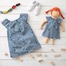 GOTS Cotton Poplin Bear and owl on the move – light wash denim blue,  thumbnail number 6
