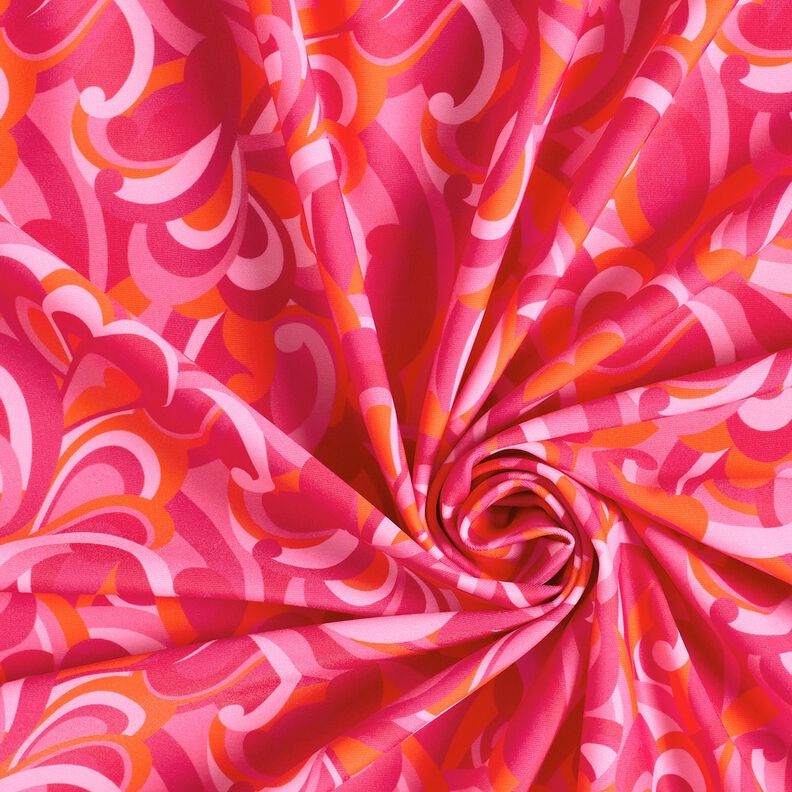 Swimsuit Fabric abstract loops – intense pink/orange,  image number 3