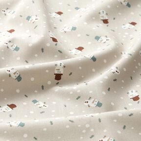 Cotton Poplin cute snowmen – light taupe, 