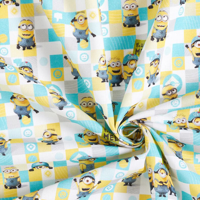 Cotton Poplin Minions Licensed Fabric | Universal Studios – white/light turquoise,  image number 3