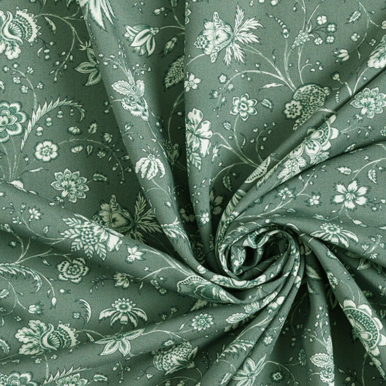 Art Nouveau flowers viscose fabric – dark pine,  image number 3
