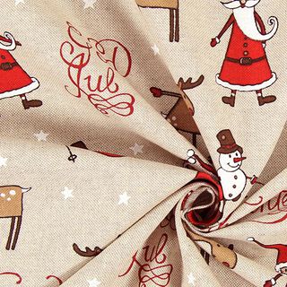 Half Panama Decor Fabric Christmas Excitement – natural, 