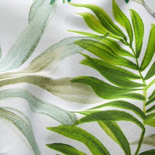 Decorative fabric Canvas Exotic leaves – green/white, 