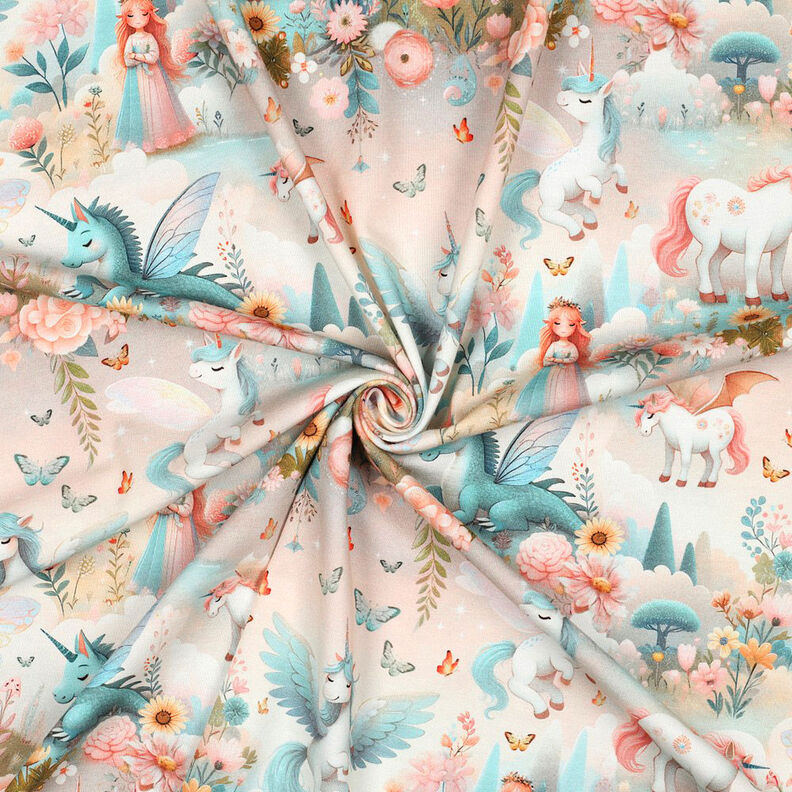 Cotton Jersey unicorns Digital Print | by Poppy – offwhite/eucalyptus,  image number 3