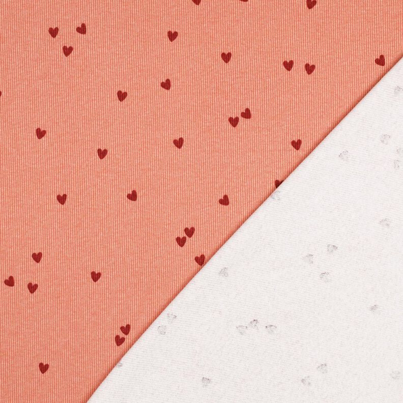 Ribbed Jersey Scattered Hearts | Poppy Fabrics – salmon/dark red,  image number 4