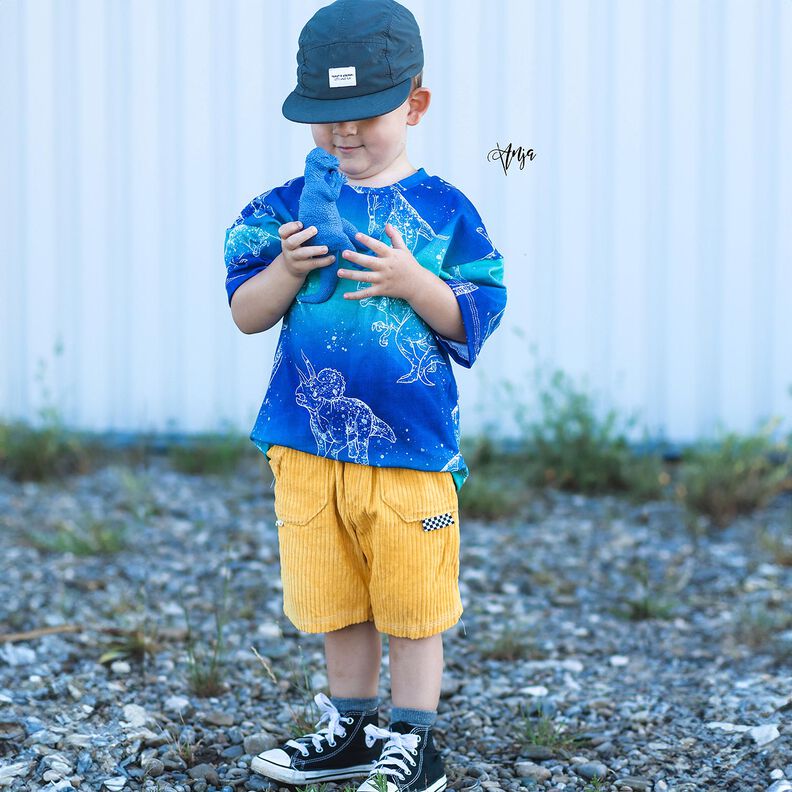 Cotton Jersey Dinosaur outlines | Glitzerpüppi – blue lilac/peppermint,  image number 7