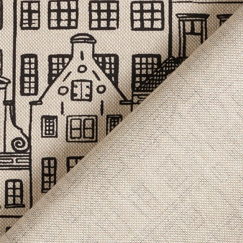 Decor Fabric Half Panama townhouses – natural/black,  image number 4