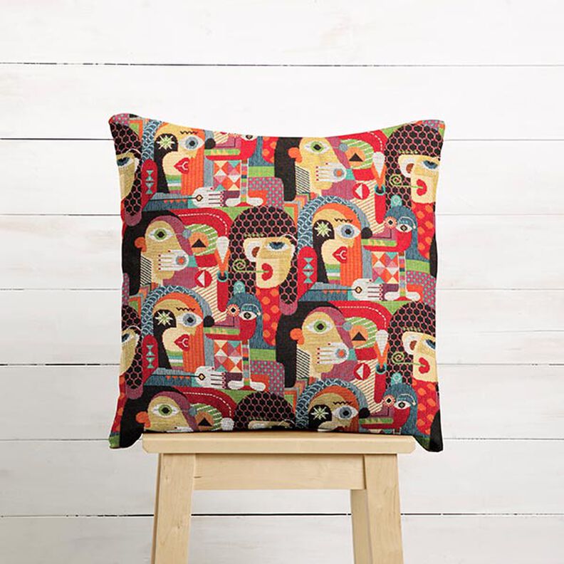 Abstract Faces Decor Tapestry Fabric – black,  image number 5