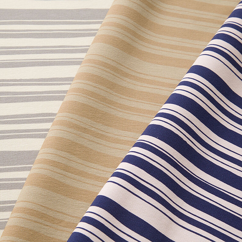 Irregular Stripes French Terry – fawn/dark beige,  image number 5