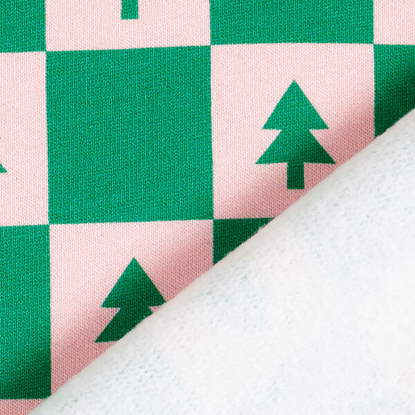 Fir Trees Soft Sweatshirt Fabric – juniper green/light pink, image number 4