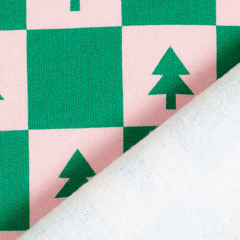 Fir Trees Soft Sweatshirt Fabric – juniper green/light pink,  image number 4