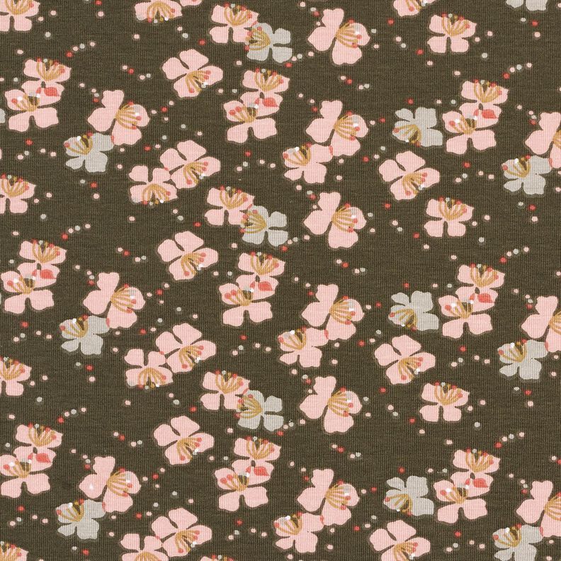 Cotton Jersey cute little flowers – khaki,  image number 1