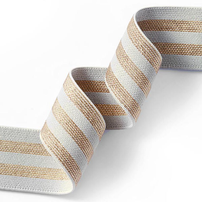 Striped Elastic [40 mm] – light grey/gold,  image number 2