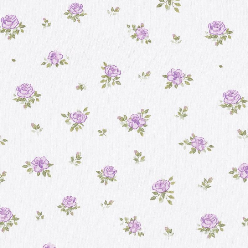 Cotton Poplin Delicate Roses – lavender/white,  image number 1